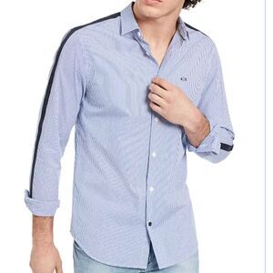 A|X Armani Exchange Men's Striped Contrast Taped Shirt